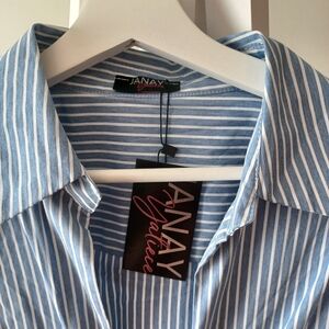 Blue and White Striped Long Sleeve Dress